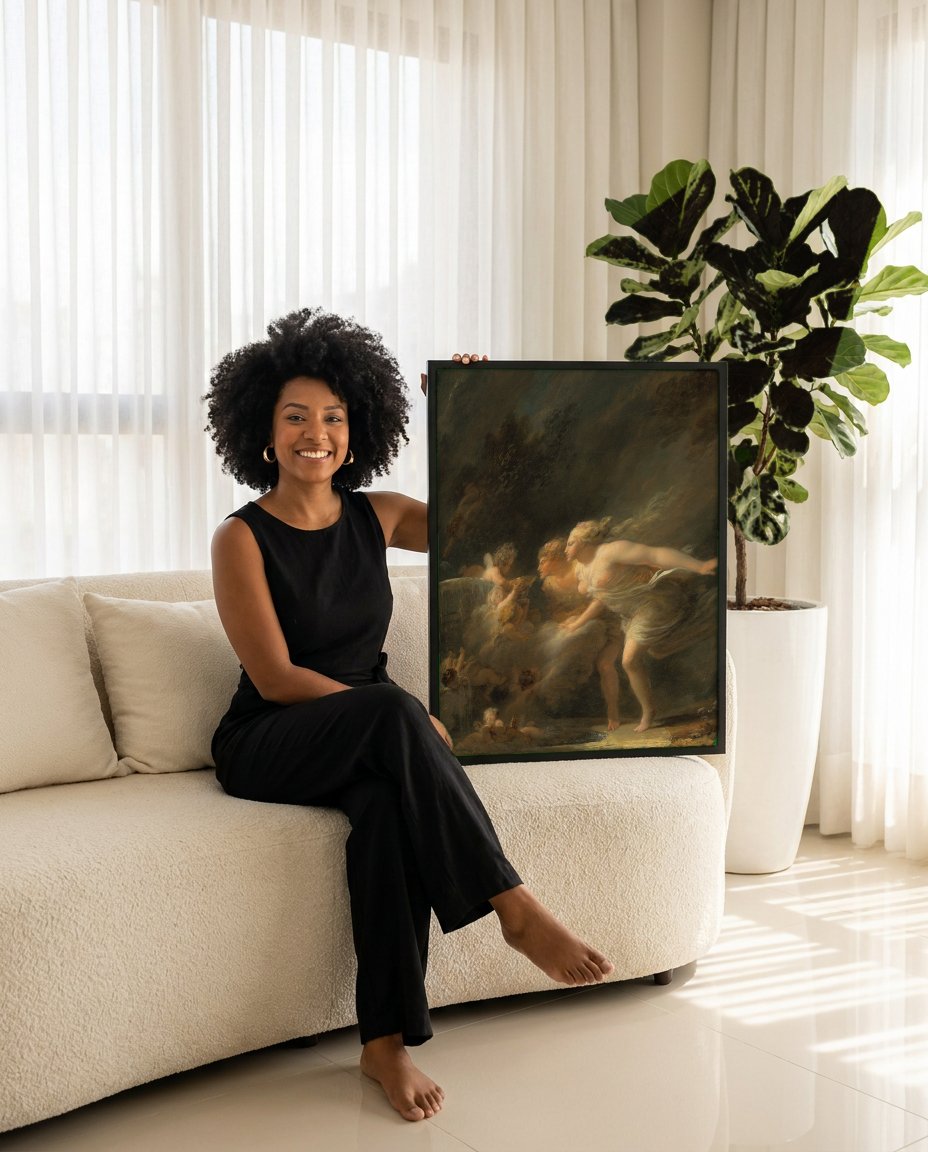 Quadro Decorativo A Fonte do Amor - Fragonard com modelo em ambiente