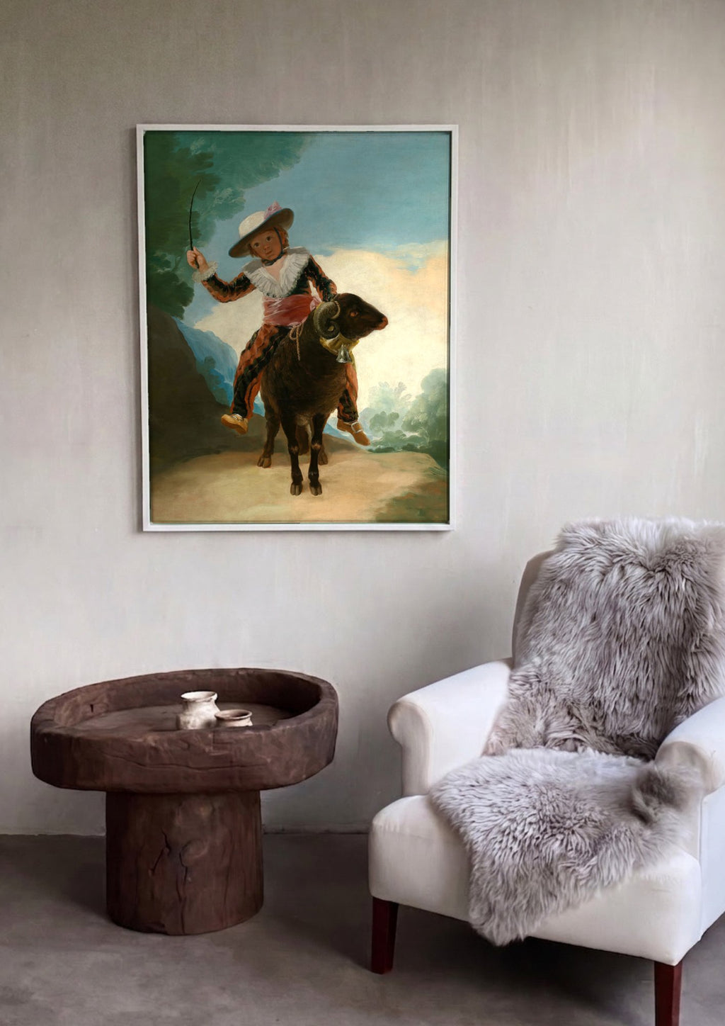 Quadro Decorativo Menino no Carneiro - Goya em ambiente decorado