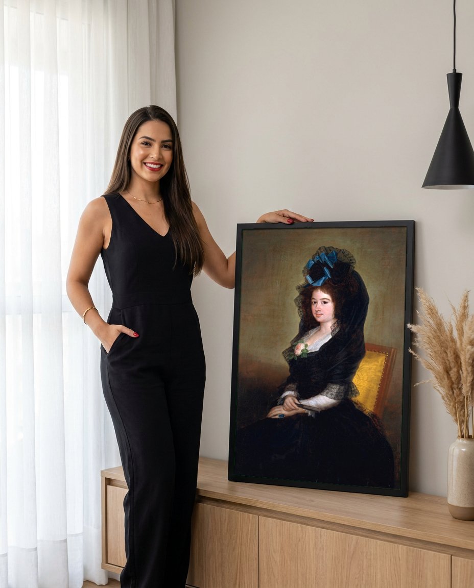 Quadro Decorativo Retrato de Senhora - Goya com modelo em ambiente