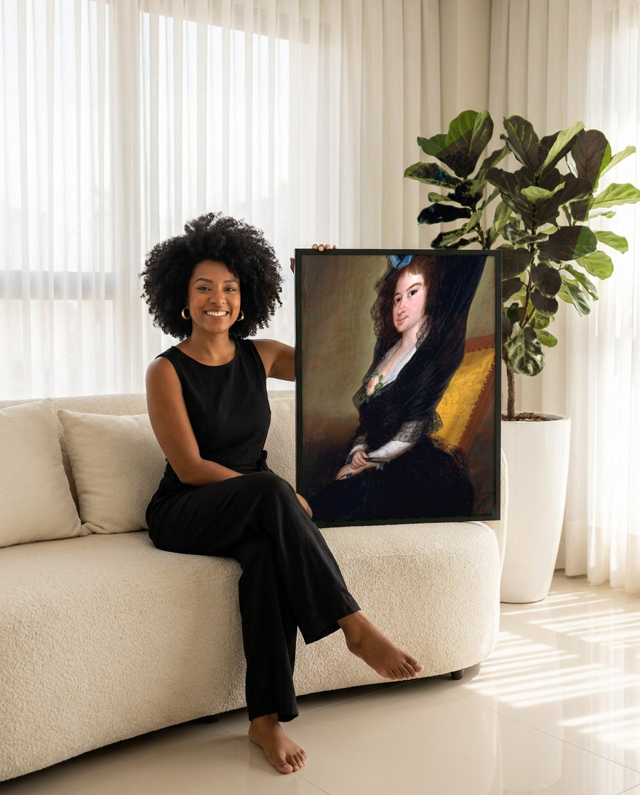 Quadro Decorativo Retrato de Senhora - Goya com modelo em ambiente