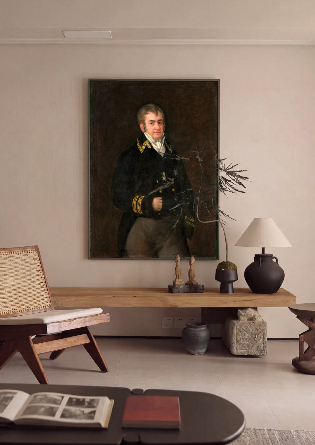 Quadro Decorativo Retrato de Oficial - Goya em ambiente decorado