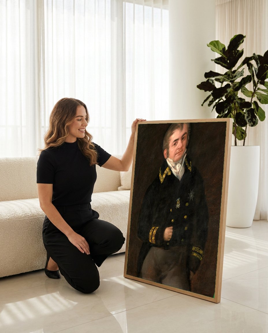Quadro Decorativo Retrato de Oficial - Goya com modelo em ambiente