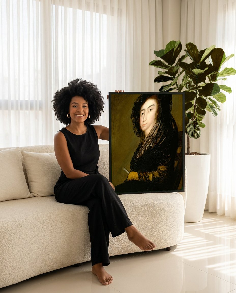 Quadro Decorativo Retrato de Senhora - Goya com modelo em ambiente