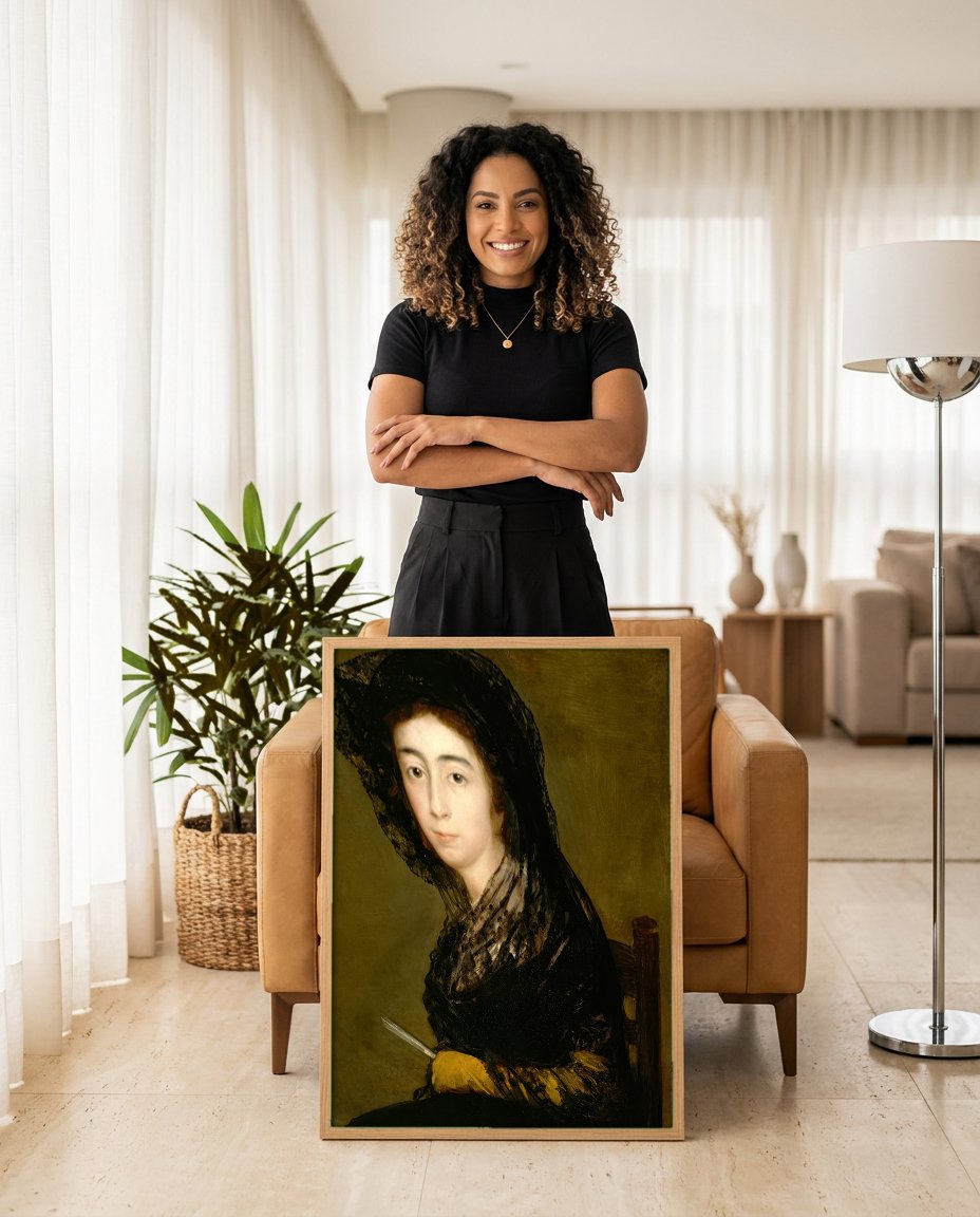 Quadro Decorativo Retrato de Senhora - Goya com modelo em ambiente