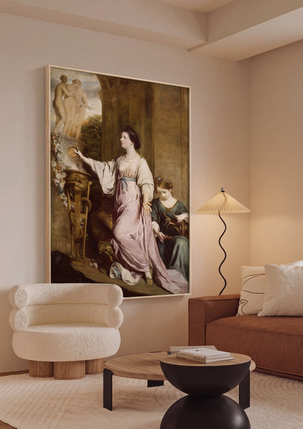 Quadro Decorativo Senhora com as Três Graças - Sir Joshua Reynolds em ambiente decorado