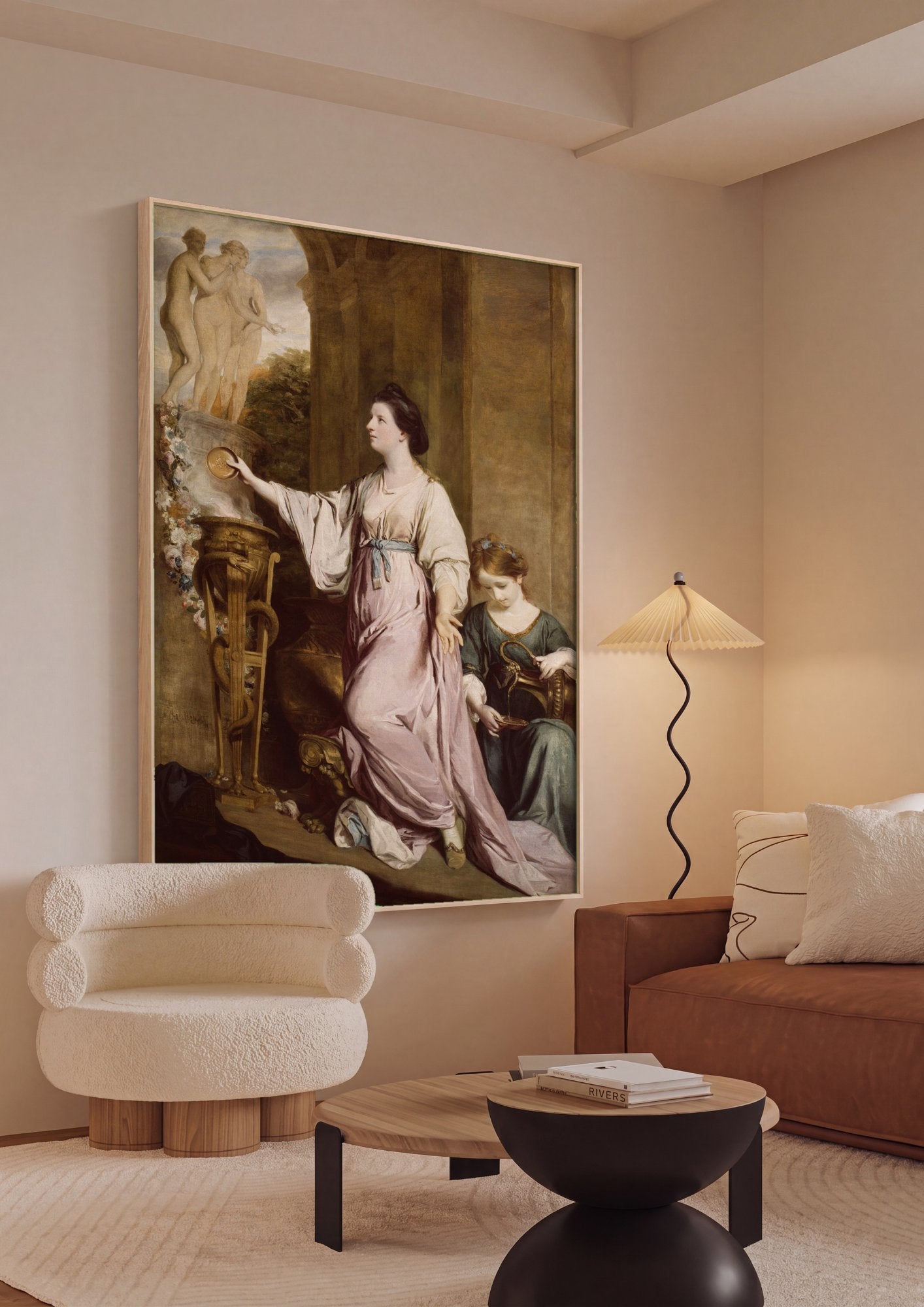 Quadro Decorativo Senhora com as Três Graças - Sir Joshua Reynolds em ambiente decorado