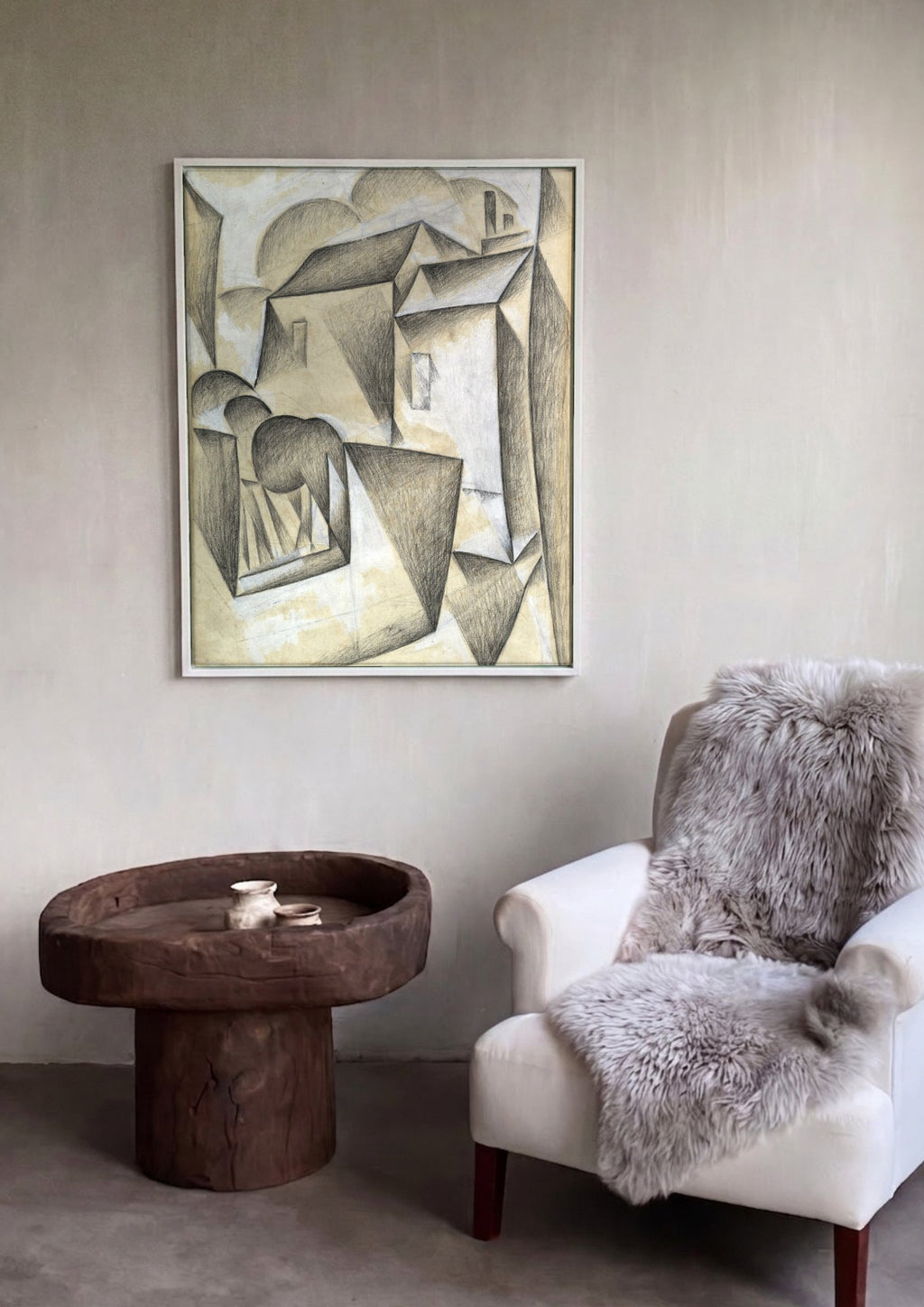 Quadro Decorativo Casas Cubistas - Juan Gris em ambiente decorado