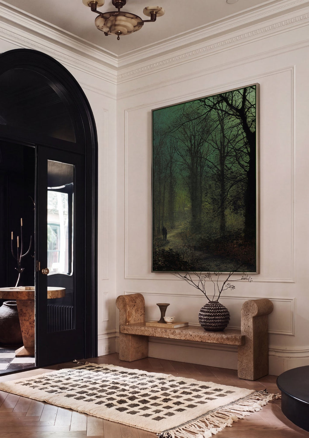 Quadro Decorativo Caminho na Floresta - Grimshaw em ambiente decorado
