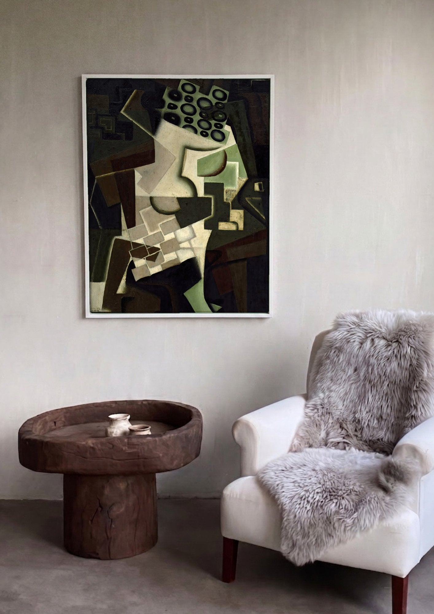 Quadro Decorativo 'Mulher Sentada' - Juan Gris em ambiente decorado