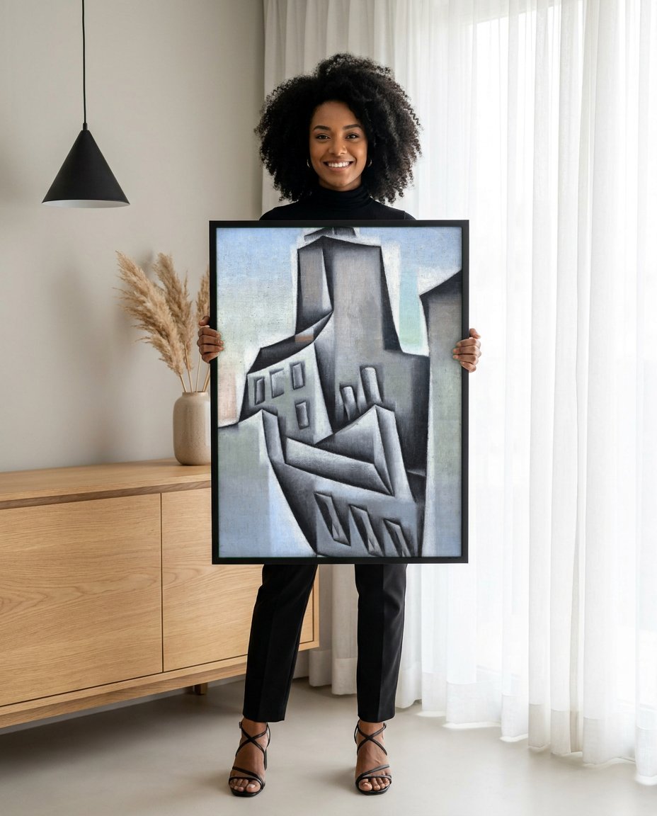 Quadro Decorativo Casas em Paris - Juan Gris com modelo em ambiente