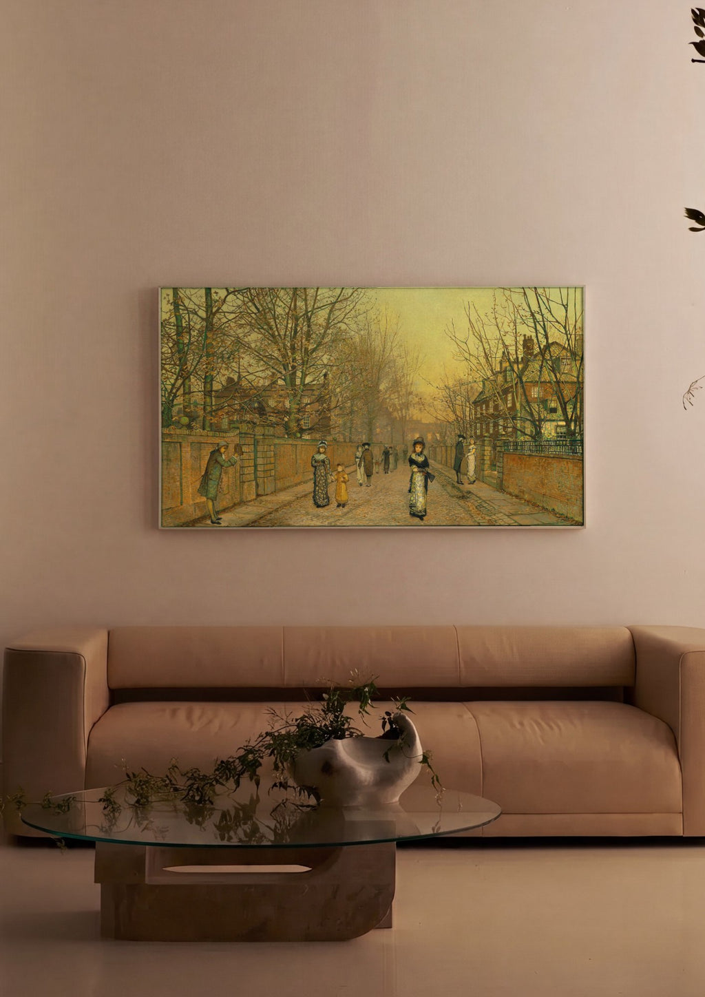 Quadro Decorativo Cena Urbana Outonal - Grimshaw em ambiente decorado