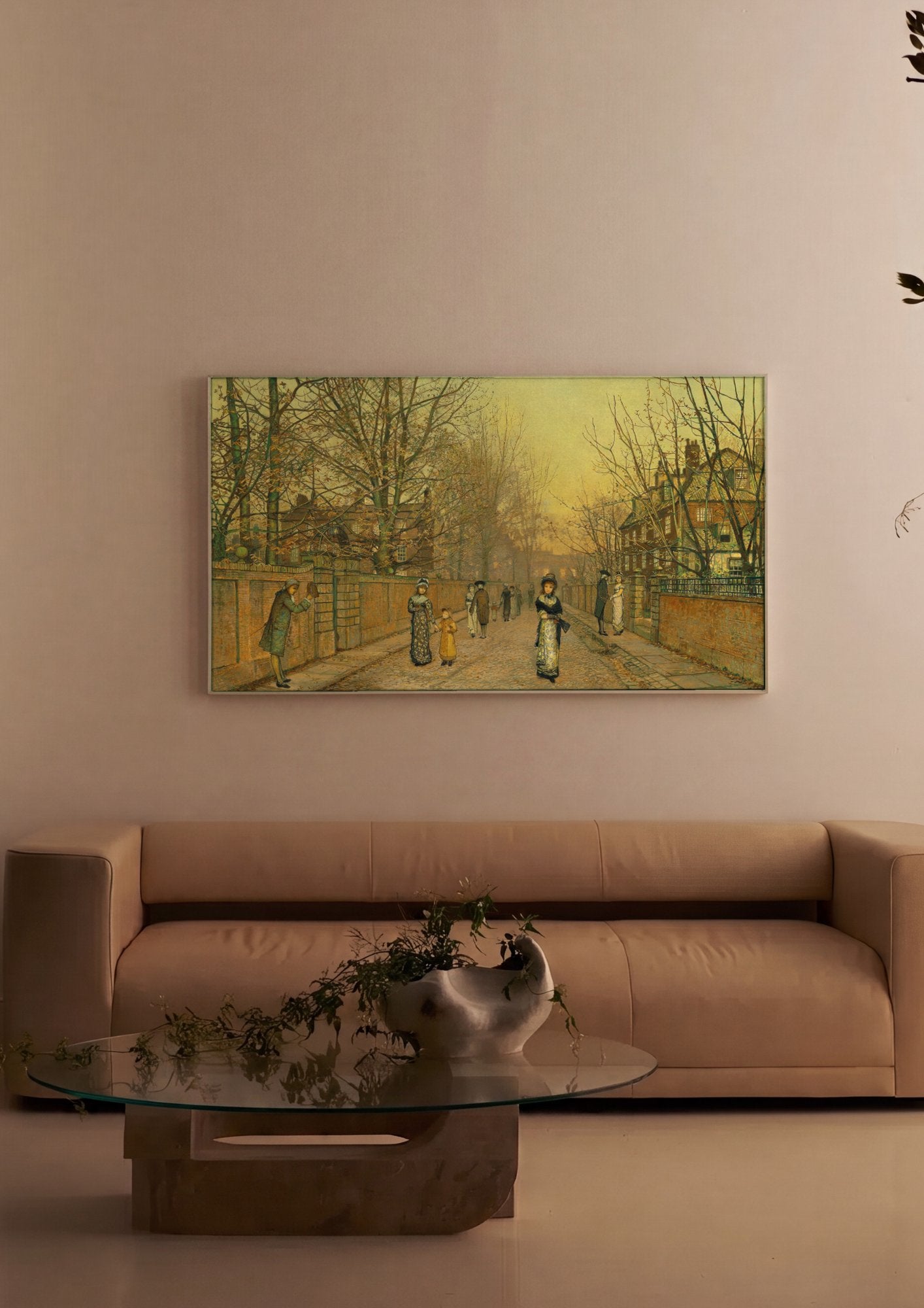 Quadro Decorativo Cena Urbana Outonal - Grimshaw em ambiente decorado