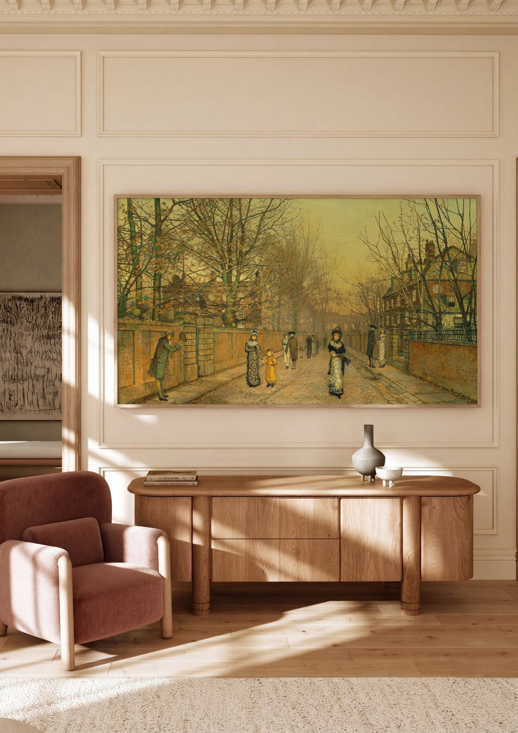 Quadro Decorativo Cena Urbana Outonal - Grimshaw em ambiente decorado