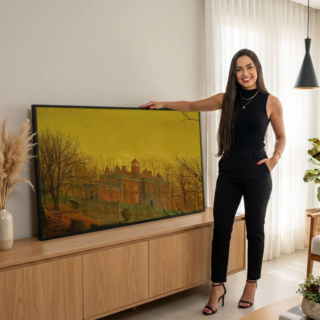 Quadro Decorativo 'The Old Manor House' - Grimshaw com modelo em ambiente