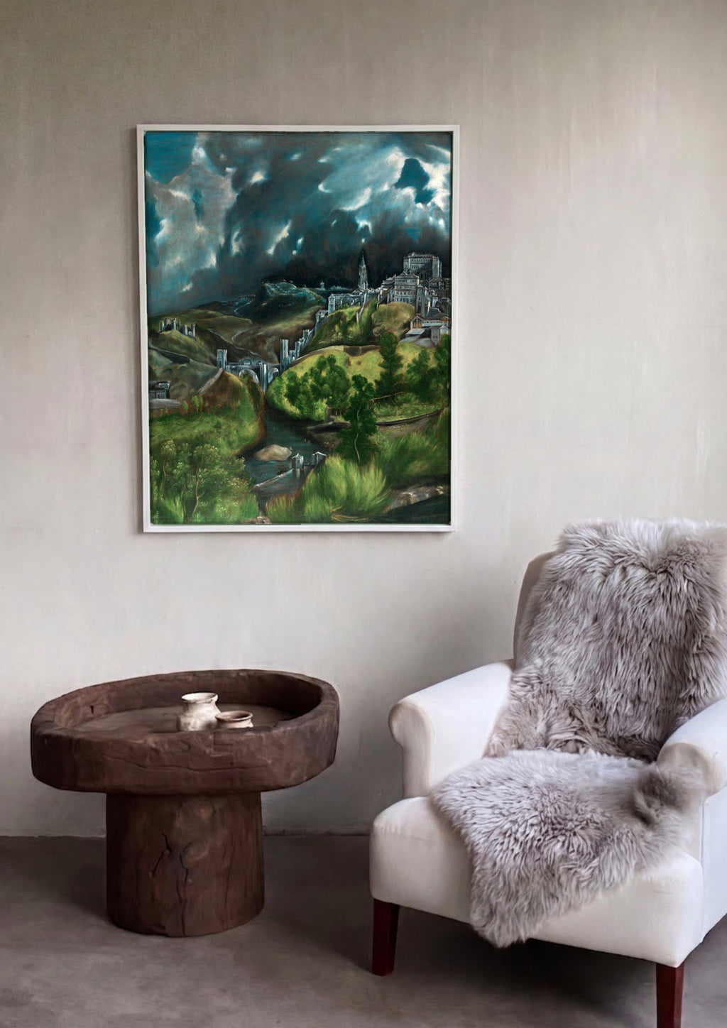 Quadro Decorativo Vista de Toledo - El Greco em ambiente decorado