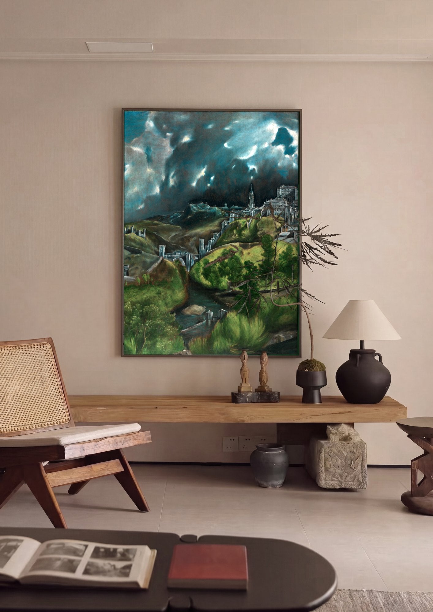 Quadro Decorativo Vista de Toledo - El Greco em ambiente decorado