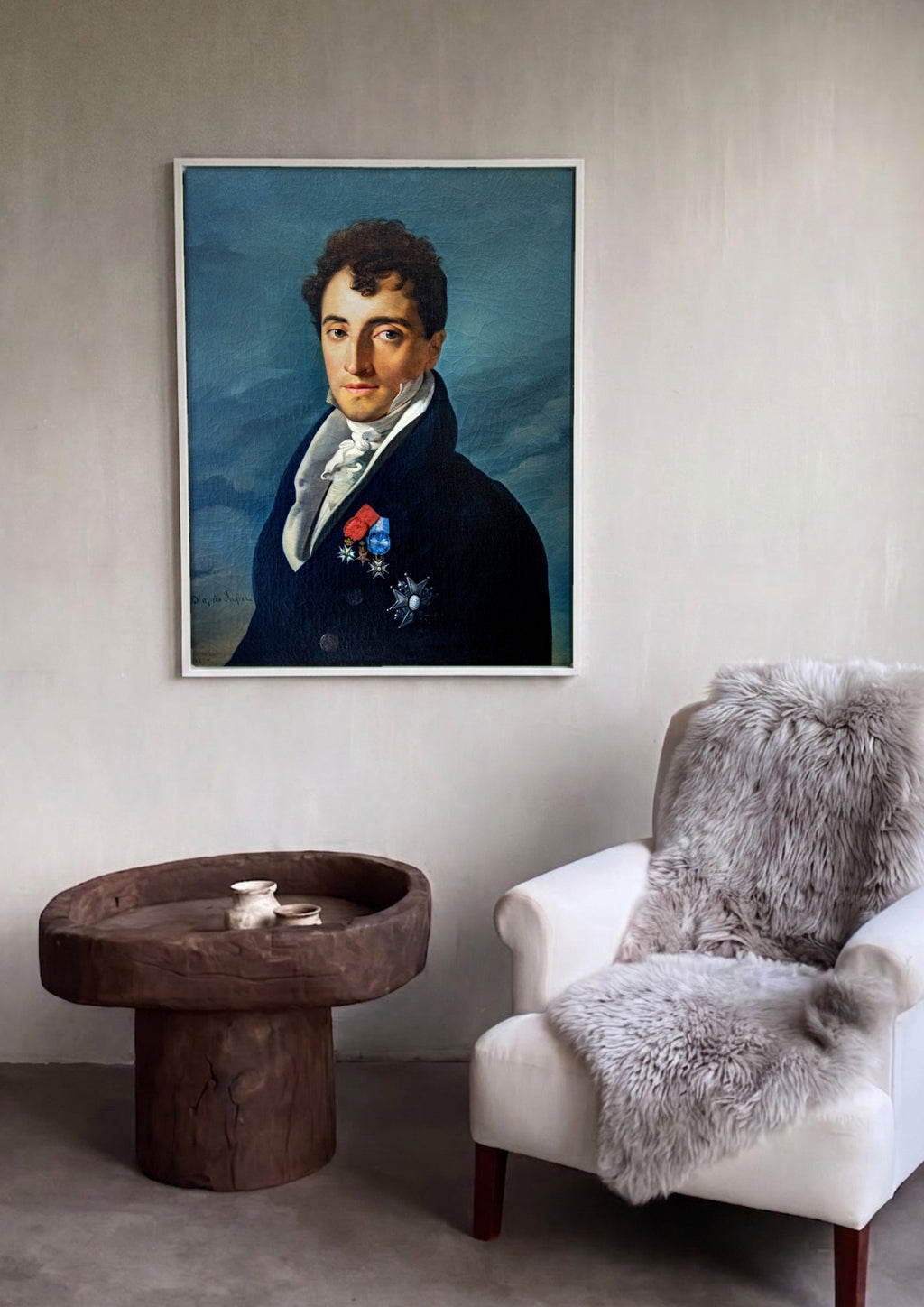 Quadro Decorativo Retrato de Homem - Ingres em ambiente decorado