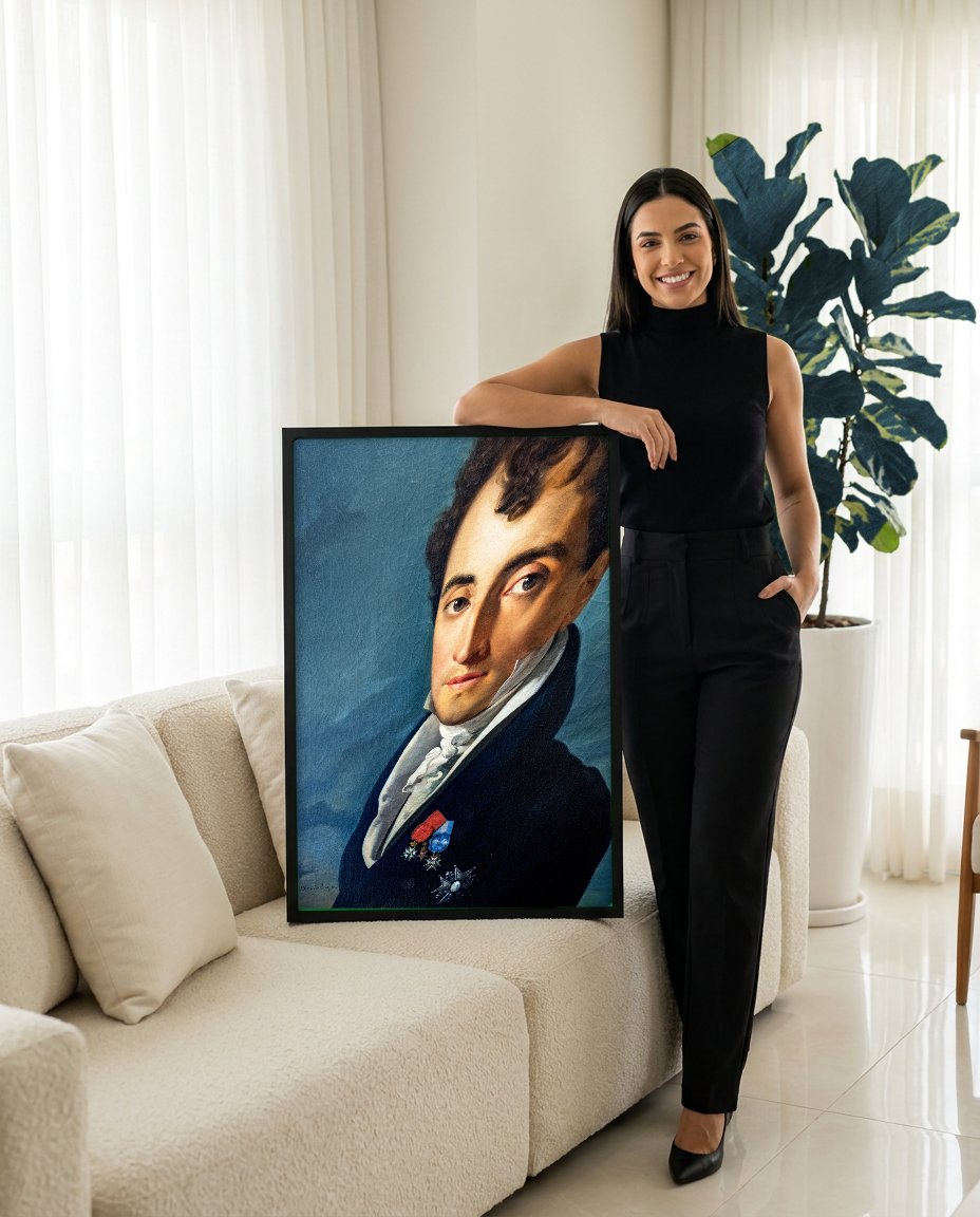 Quadro Decorativo Retrato de Homem - Ingres com modelo em ambiente