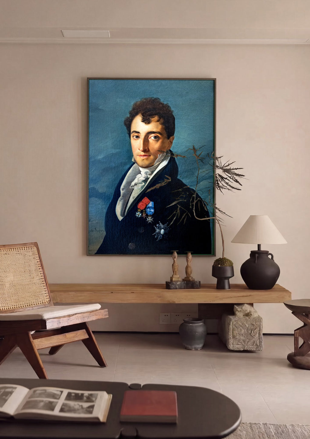 Quadro Decorativo Retrato de Homem - Ingres em ambiente decorado