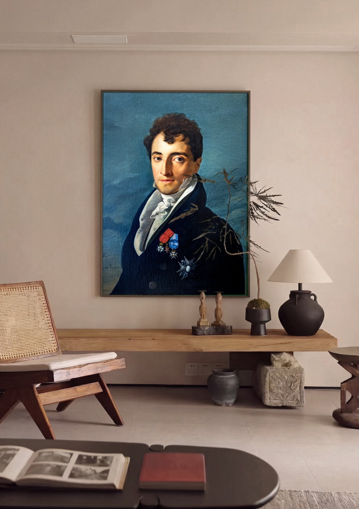 Quadro Decorativo Retrato de Homem - Ingres em ambiente decorado