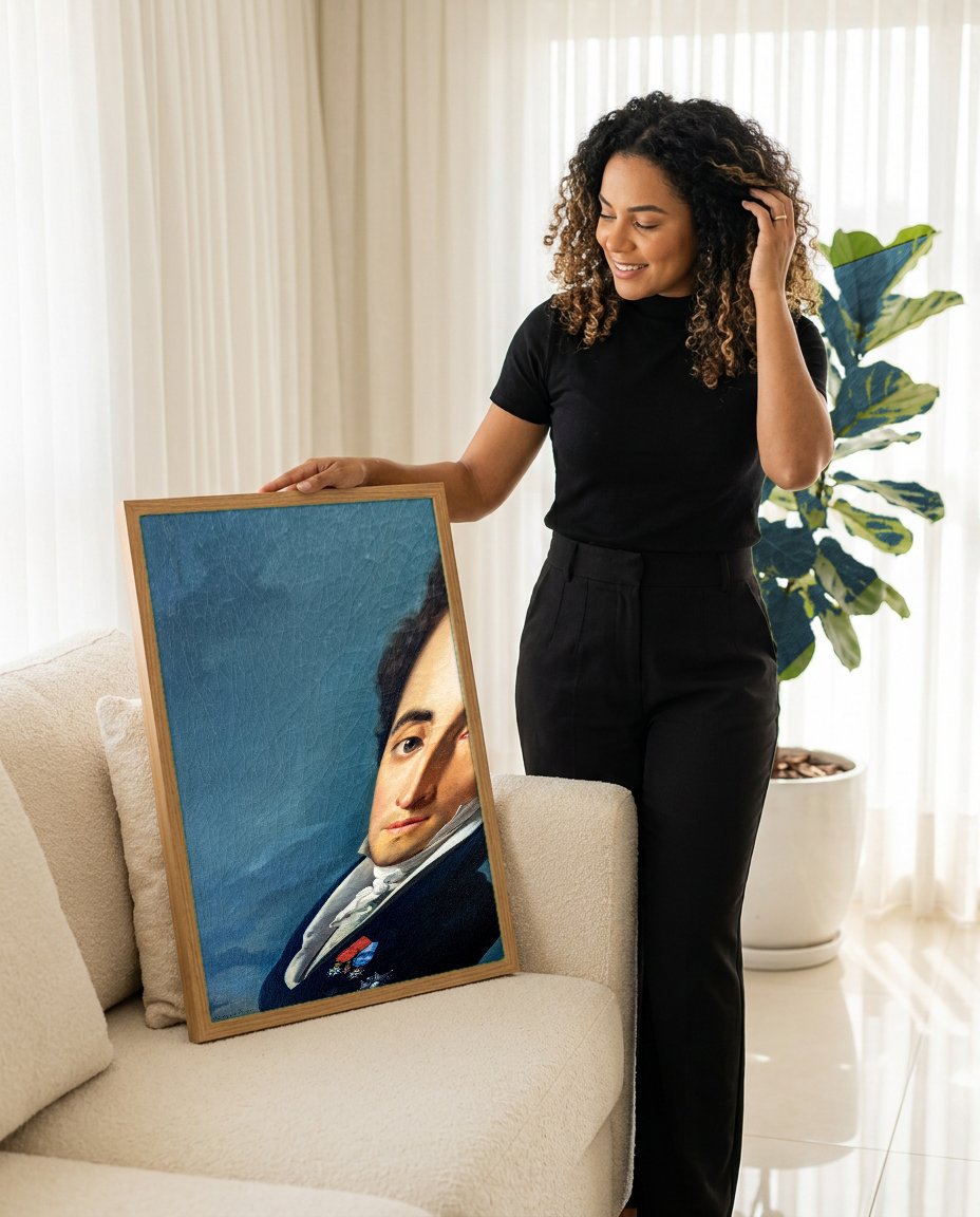 Quadro Decorativo Retrato de Homem - Ingres com modelo em ambiente