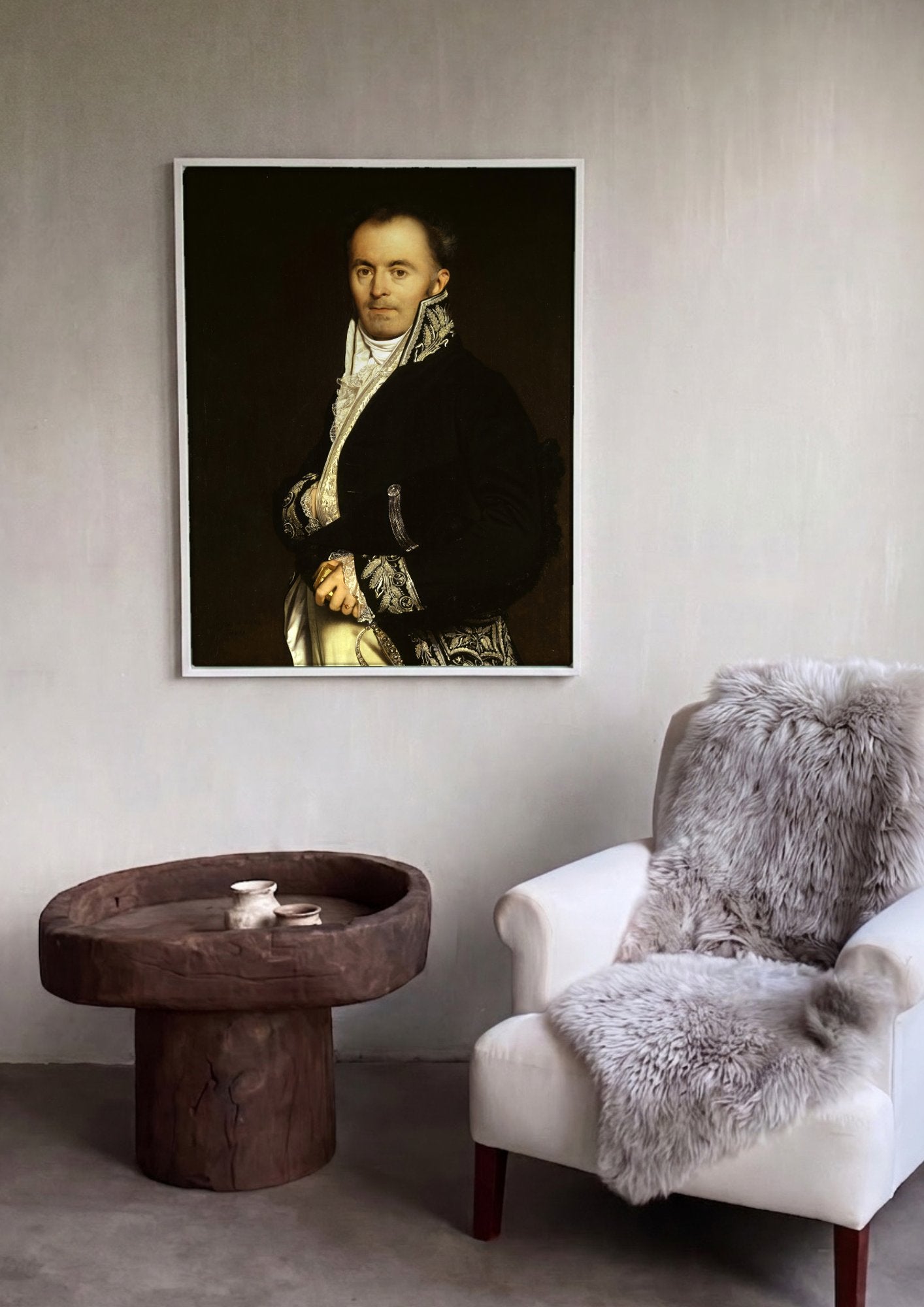 Quadro Decorativo Retrato de Homem - Ingres em ambiente decorado