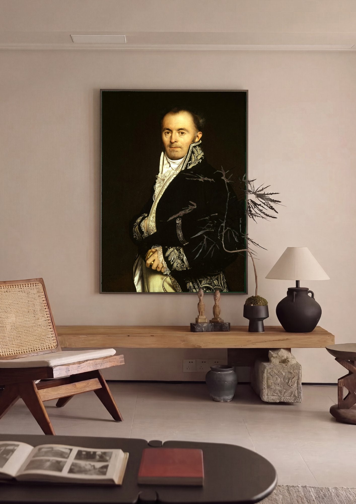 Quadro Decorativo Retrato de Homem - Ingres em ambiente decorado