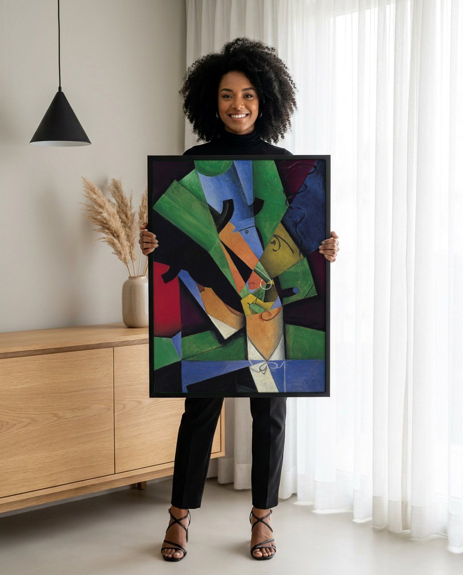 Quadro Decorativo Homem no Café - Juan Gris com modelo em ambiente