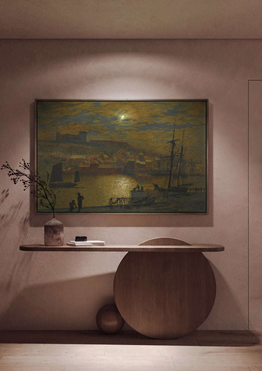 Quadro Decorativo Porto à Luz da Lua - Grimshaw em ambiente decorado