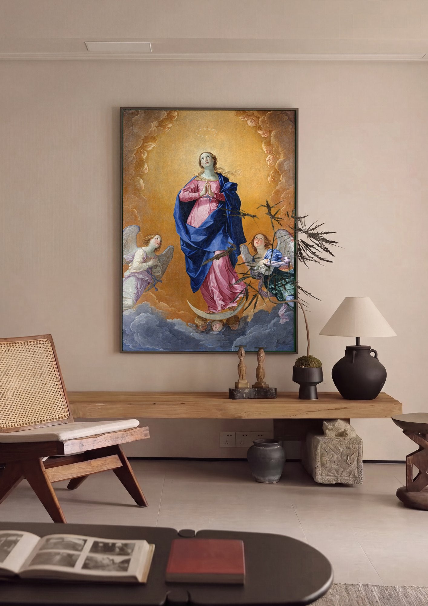 Quadro Decorativo Imaculada Conceição - Guido Reni em ambiente decorado