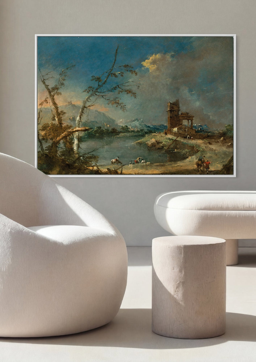 Quadro Decorativo Paisagem com Ruínas - Guardi em ambiente decorado