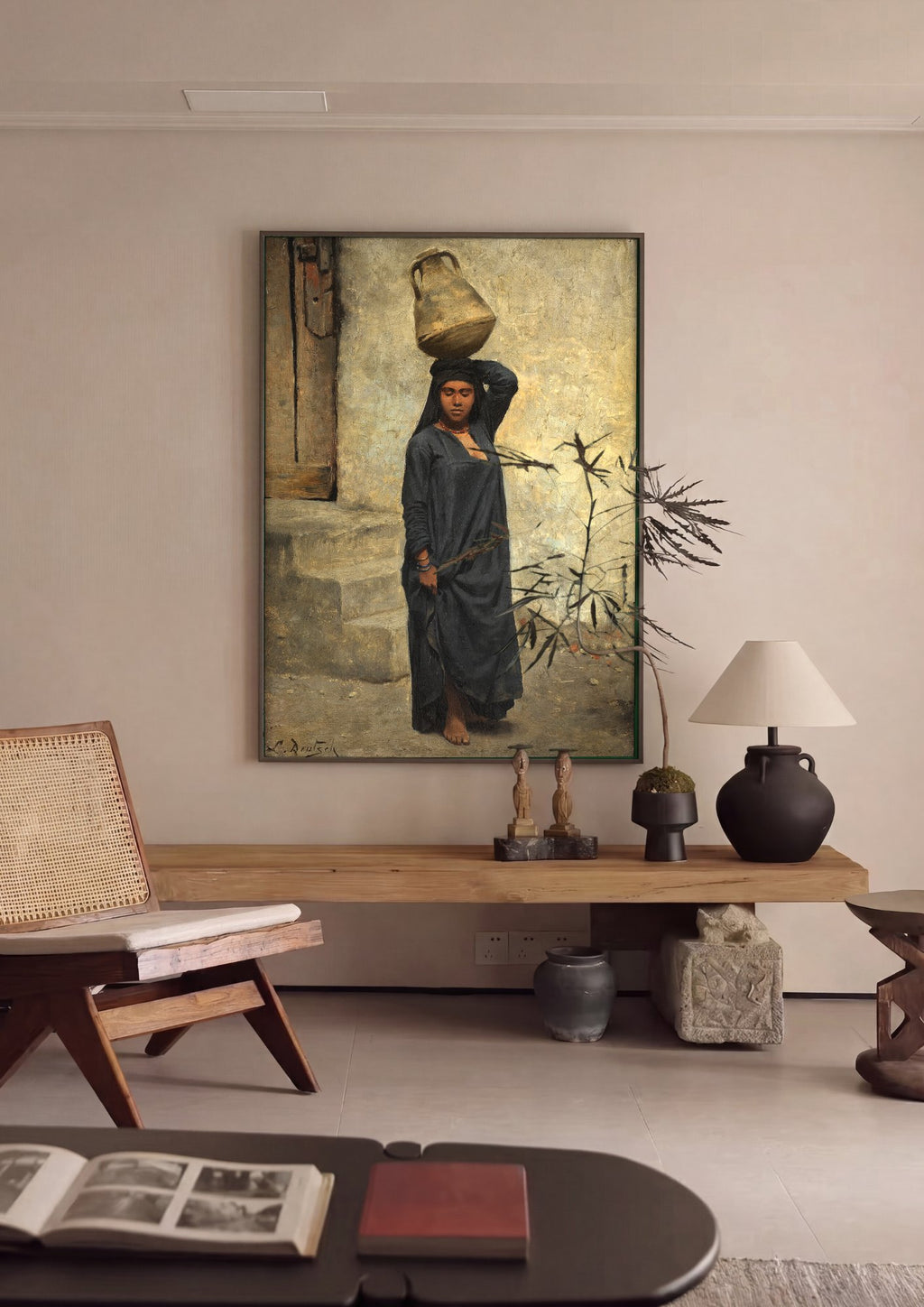 Quadro Decorativo A Carregadora de Água - Deutsch em ambiente decorado