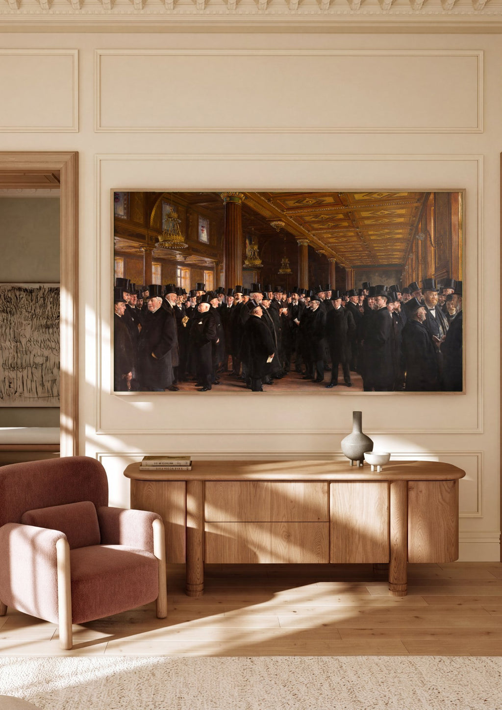 Quadro Decorativo A Bolsa de Copenhague - Peder Severin Krøyer em ambiente decorado