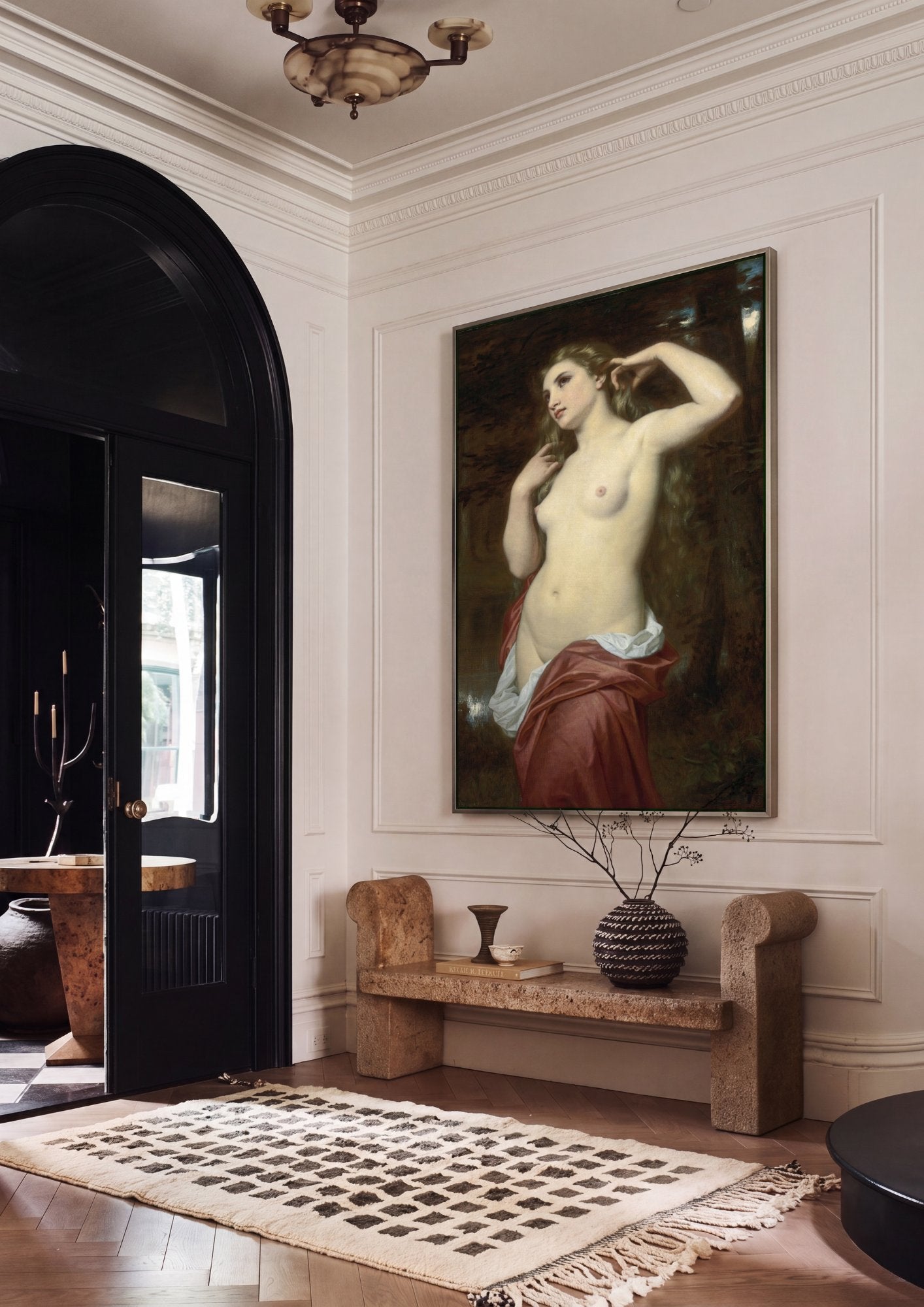 Quadro Decorativo A Ninfa da Fonte - Hugues Merle em ambiente decorado