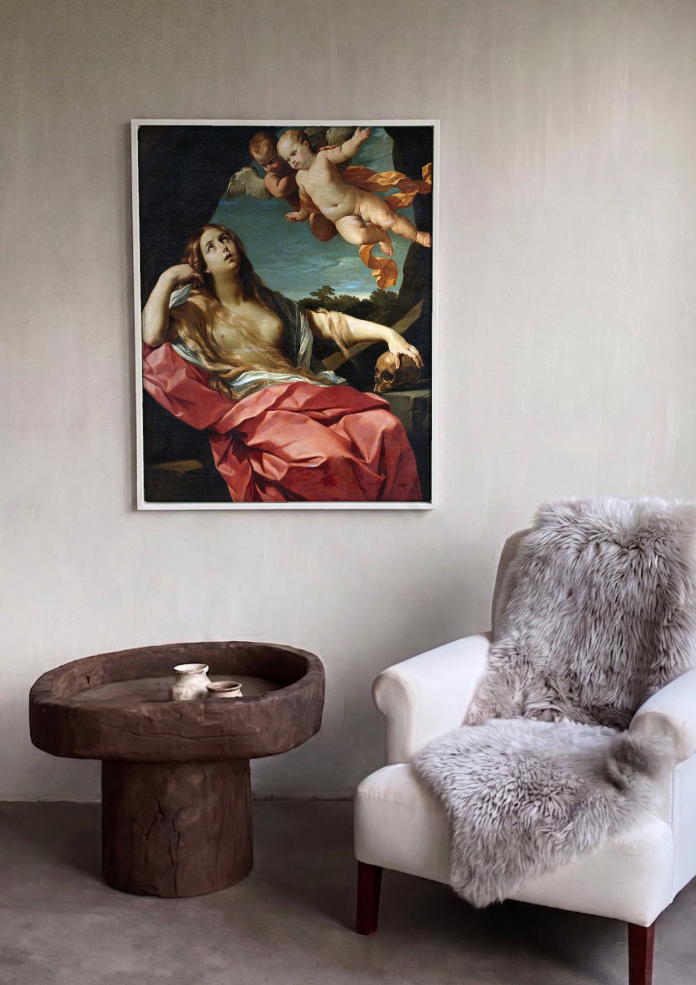 Quadro Decorativo Madalena Penitente - Guido Reni em ambiente decorado