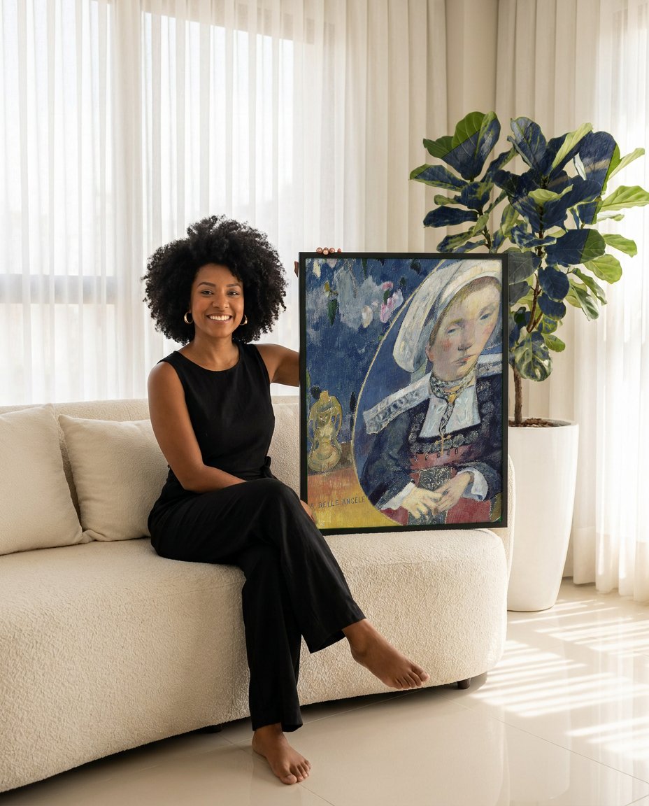 Quadro Decorativo La Belle Angèle - Gauguin com modelo em ambiente