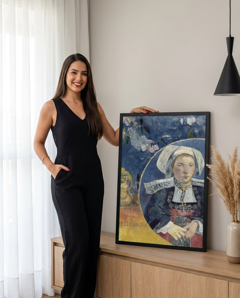 Quadro Decorativo La Belle Angèle - Gauguin com modelo em ambiente