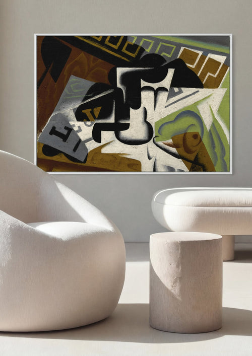 Quadro Decorativo 'Natureza-morta com Guitarra' - Juan Gris em ambiente decorado