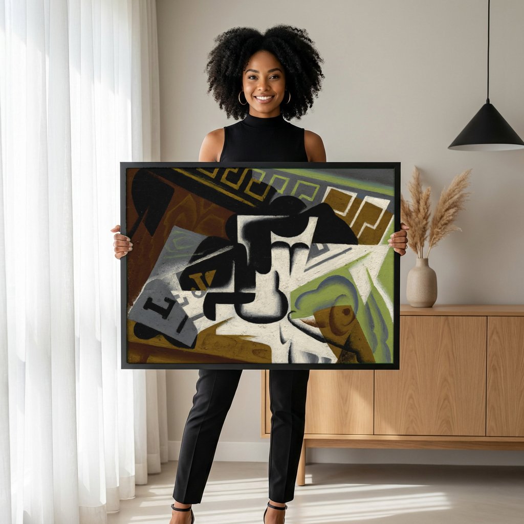 Quadro Decorativo 'Natureza-morta com Guitarra' - Juan Gris com modelo em ambiente