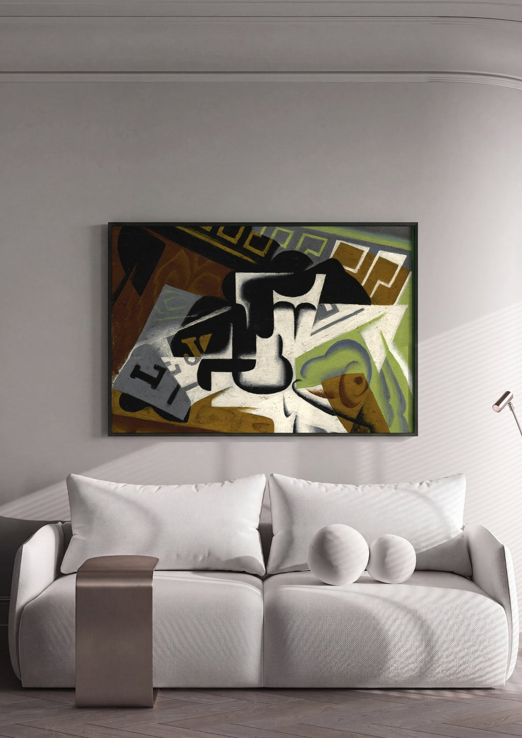 Quadro Decorativo 'Natureza-morta com Guitarra' - Juan Gris em ambiente decorado