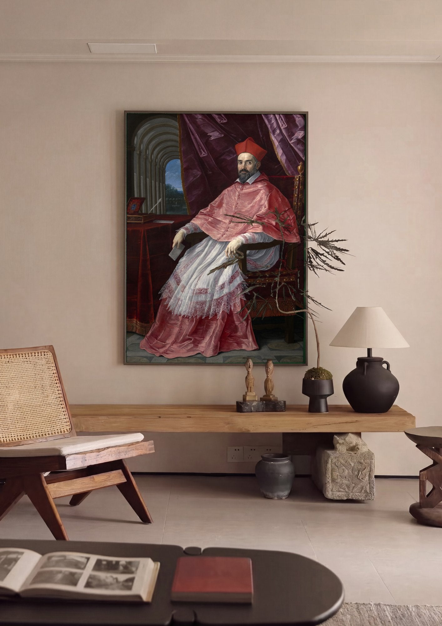 Quadro Decorativo Retrato de Cardeal - Guido Reni em ambiente decorado