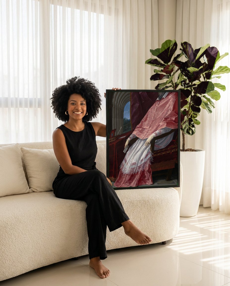 Quadro Decorativo Retrato de Cardeal - Guido Reni com modelo em ambiente
