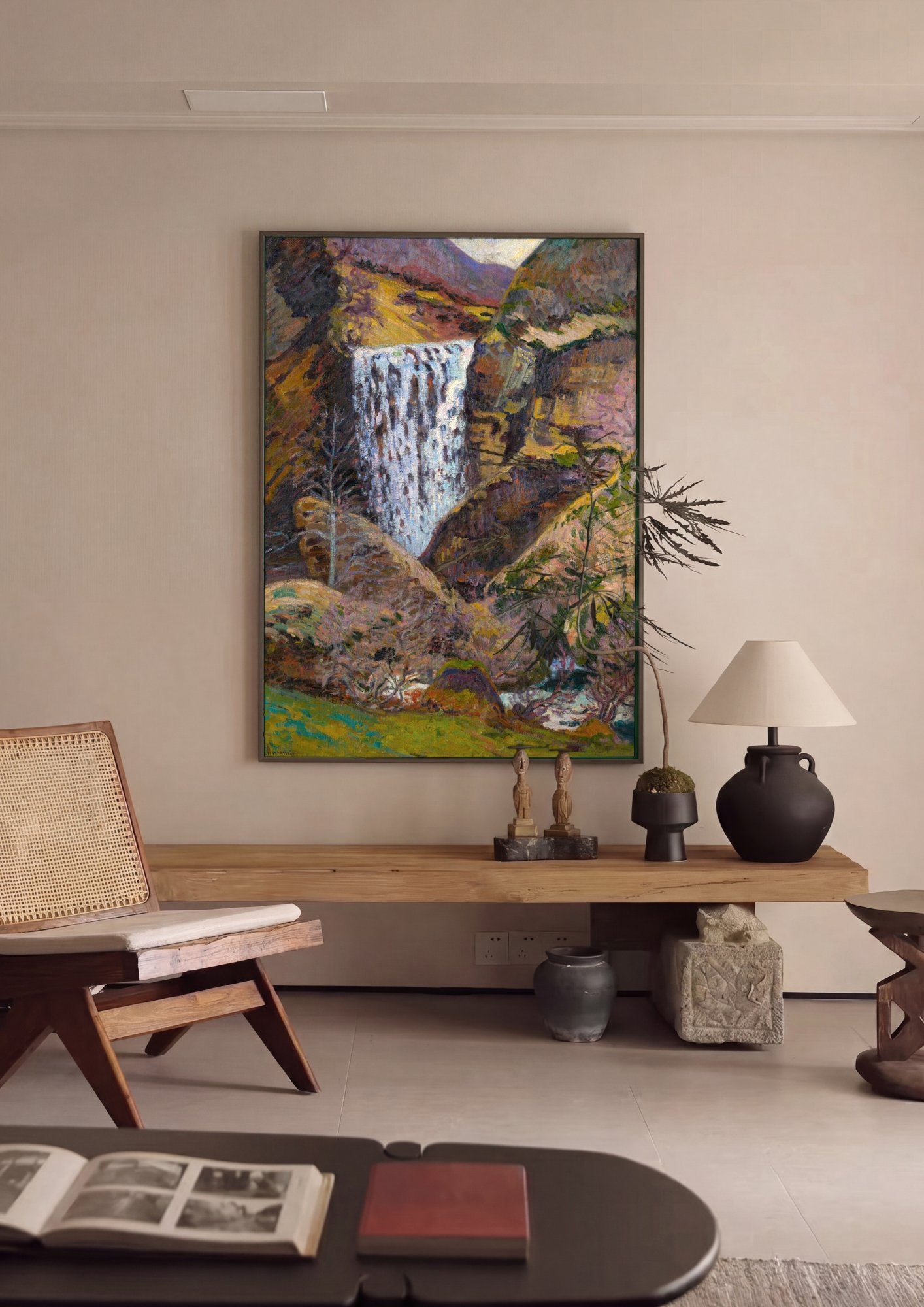 Quadro Decorativo A Cachoeira - Armand Guillaumin em ambiente decorado