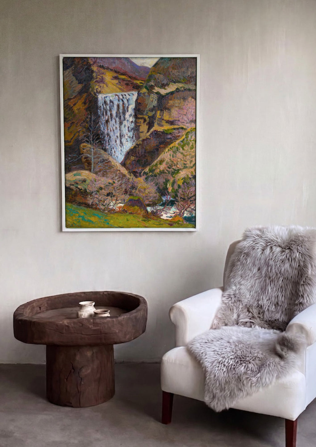 Quadro Decorativo A Cachoeira - Armand Guillaumin em ambiente decorado
