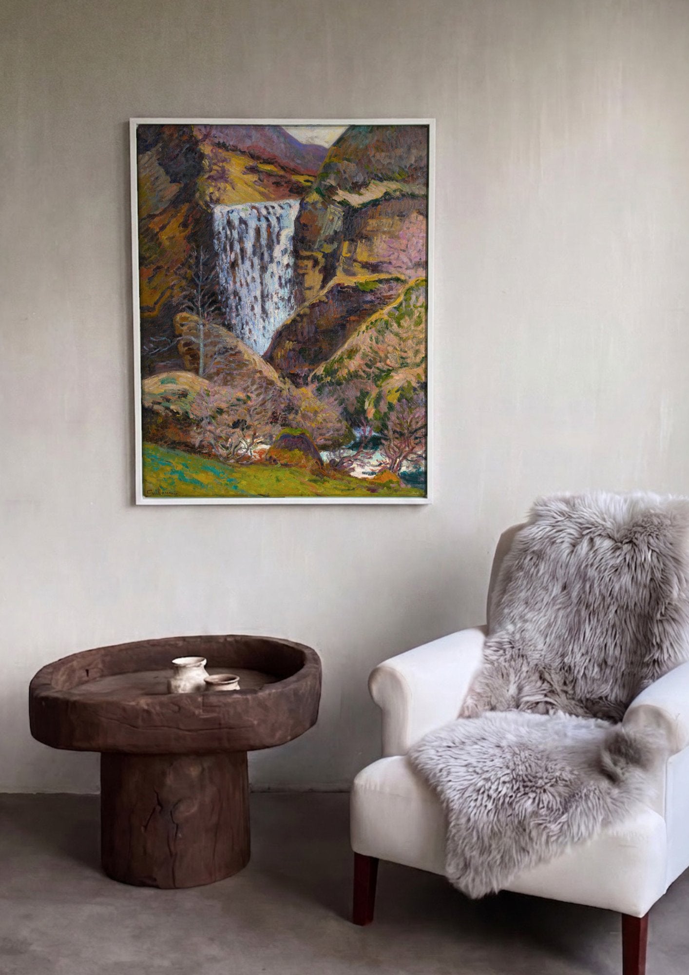Quadro Decorativo A Cachoeira - Armand Guillaumin em ambiente decorado