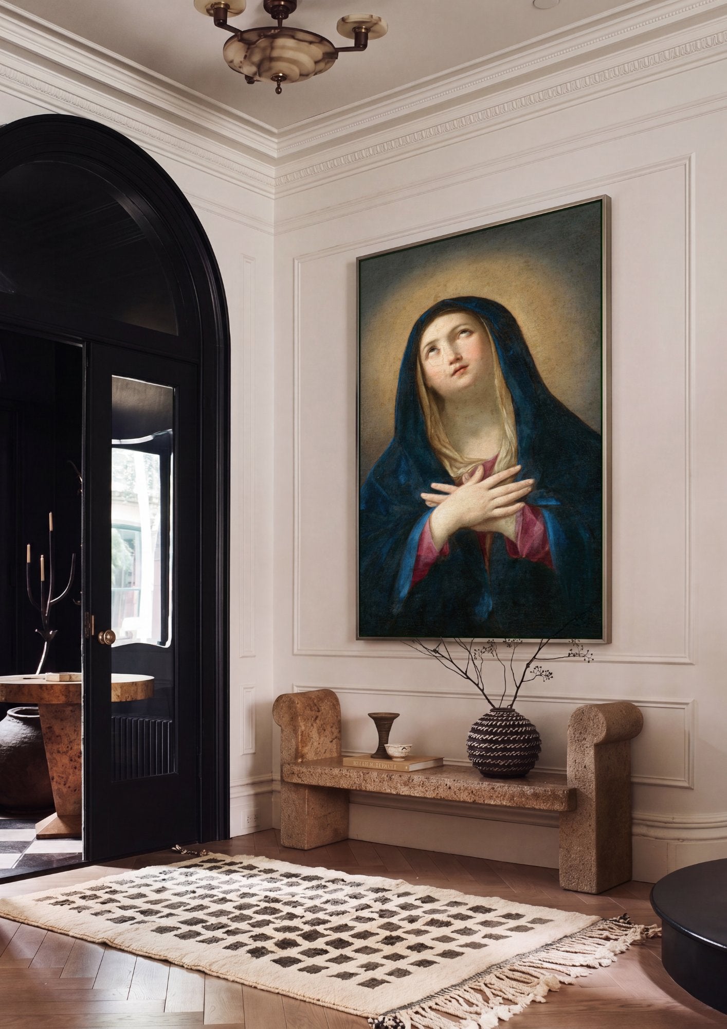 Quadro Decorativo A Virgem em Oração - Guido Reni em ambiente decorado