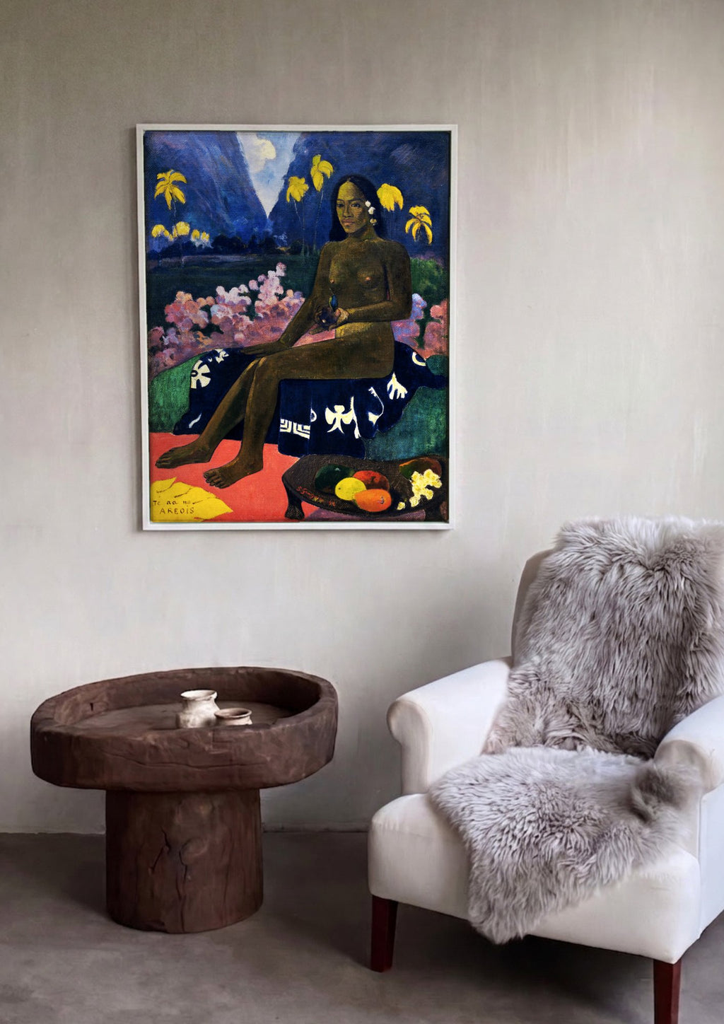 Quadro Decorativo Te aa no Areois - Gauguin em ambiente decorado