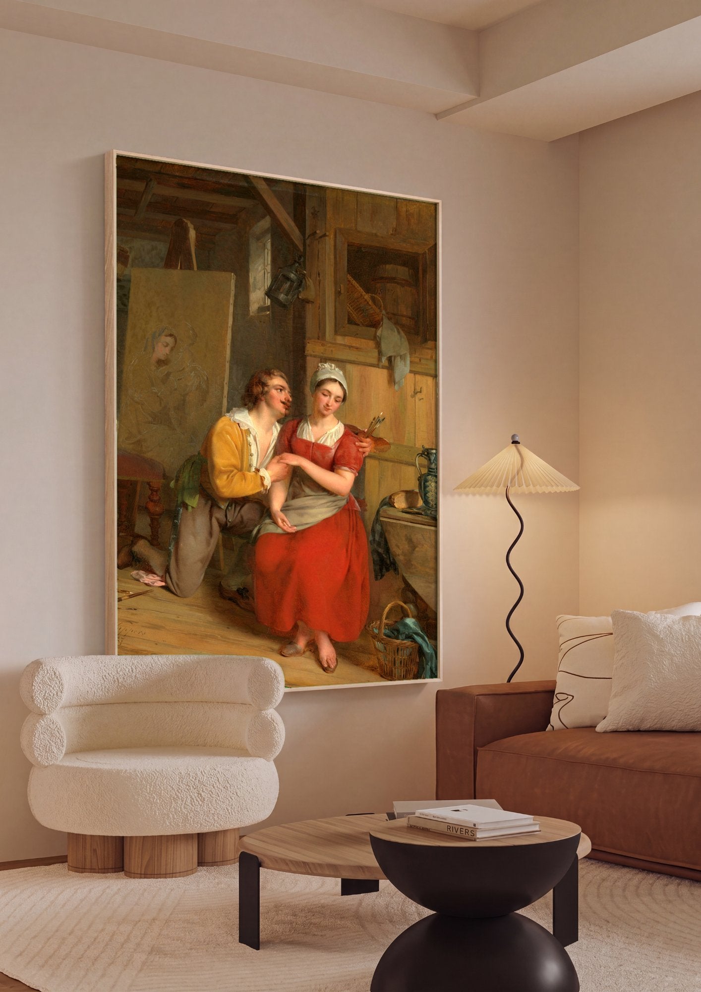 Quadro Decorativo A Oferta do Pintor - Gustaf Wappers em ambiente decorado