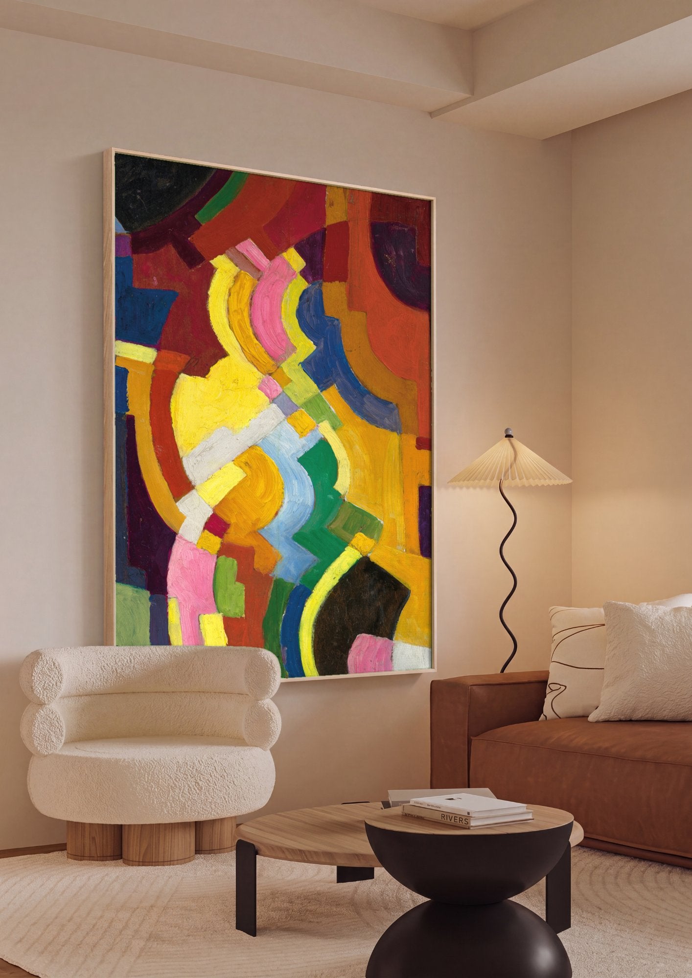 Quadro Decorativo Formas Abstratas - August Macke em ambiente decorado