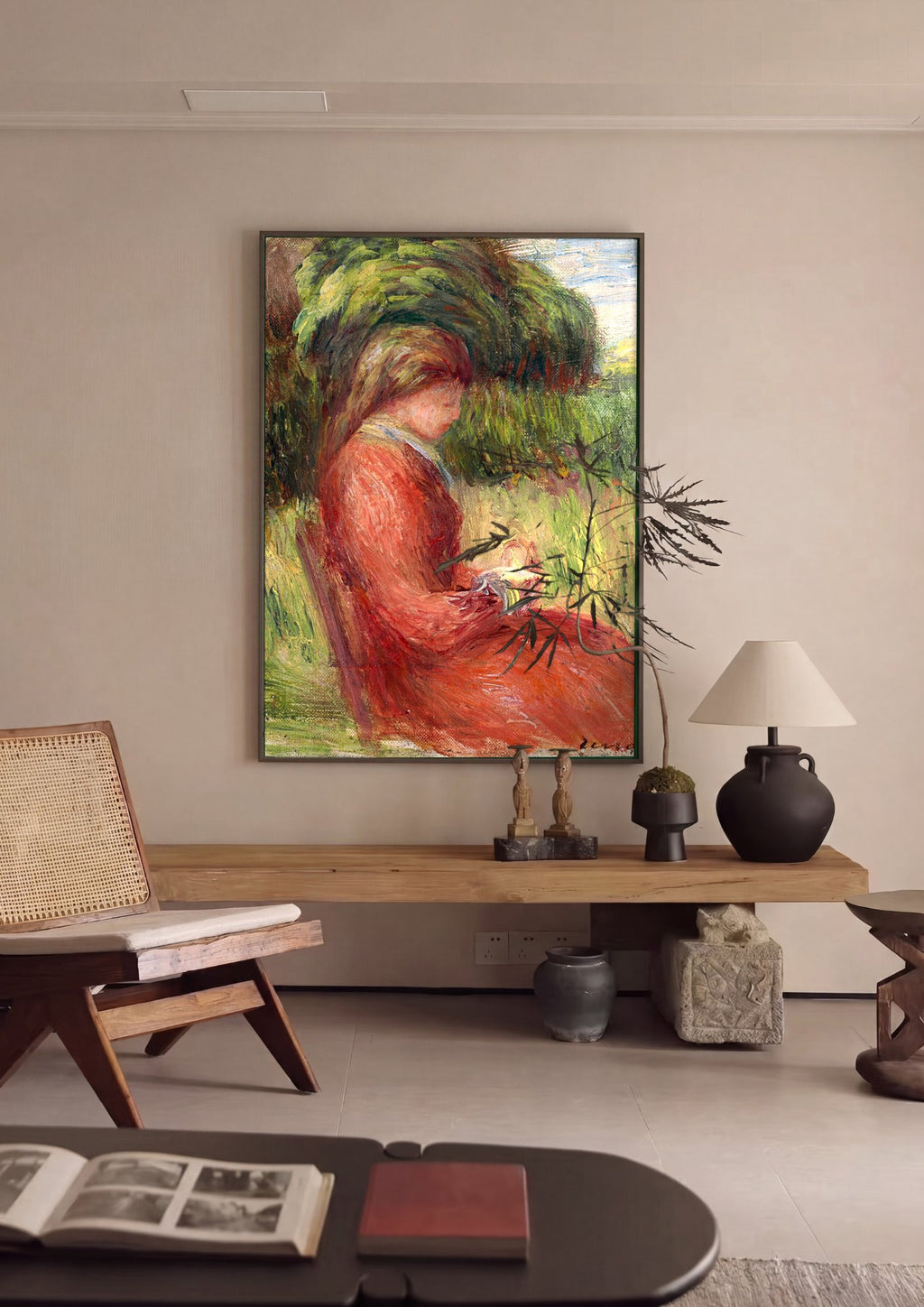 Quadro Decorativo A Leitura - Pierre-Auguste Renoir em ambiente decorado